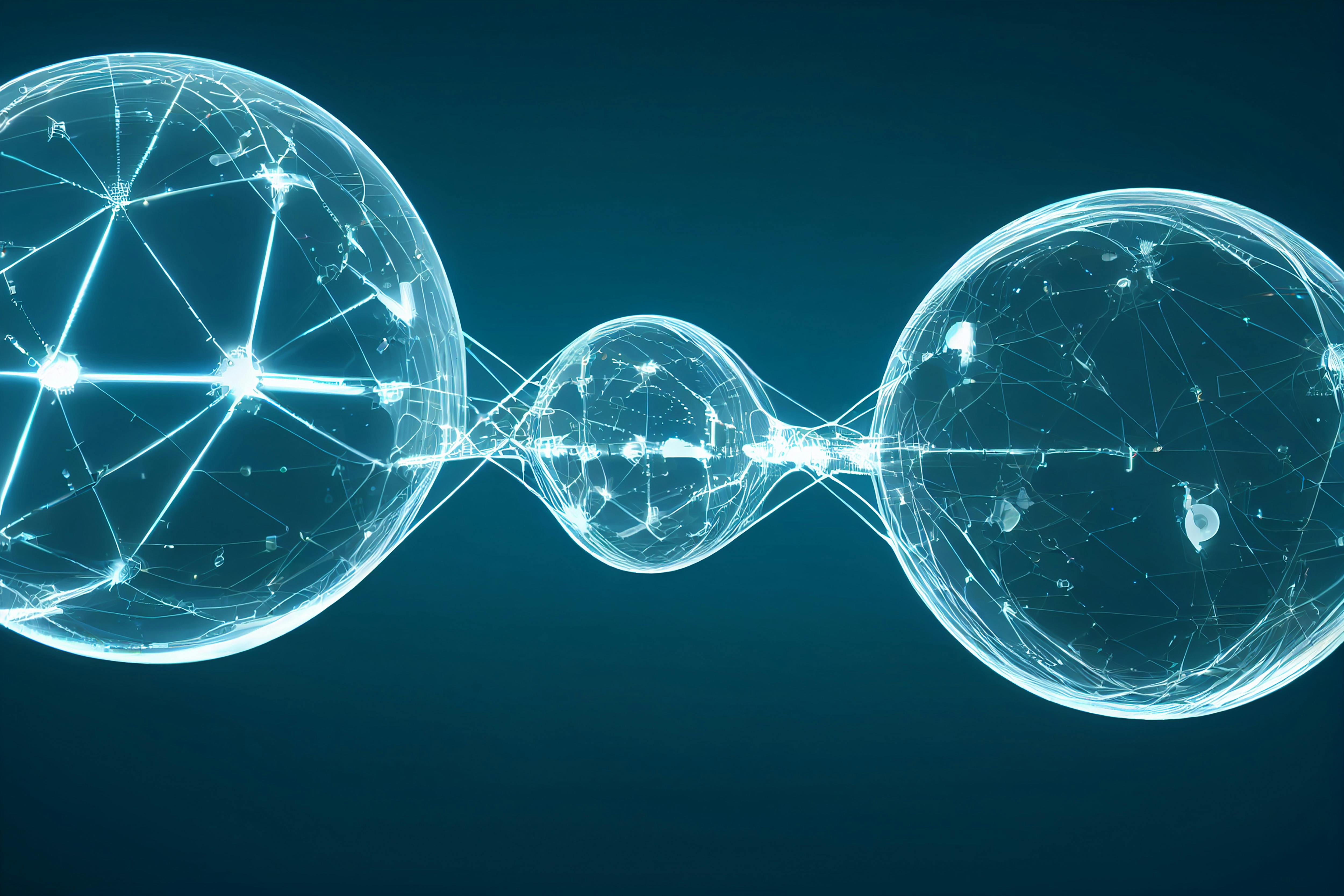 Abstract graphic of interconnected nodes, representing a network or partnership